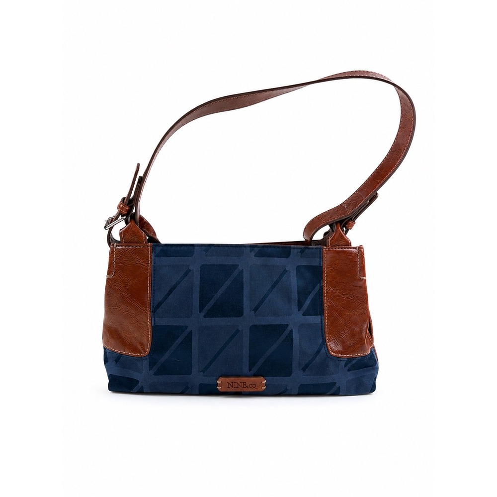 Nine & Co Vintage Y2K Chic Blue Geometric Print Shoulder Bag Purse